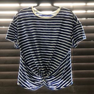 A New Day Blue & White Cinch Top